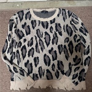 Fate Leopard Print Sweater - Black and Cream